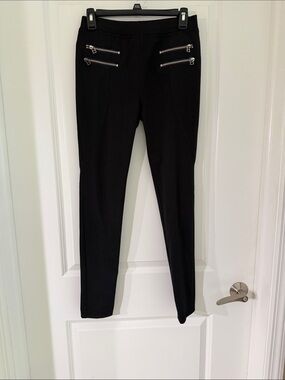 Connection 18 Black Skinny Ponte Pants with Silver Zipper Accents
